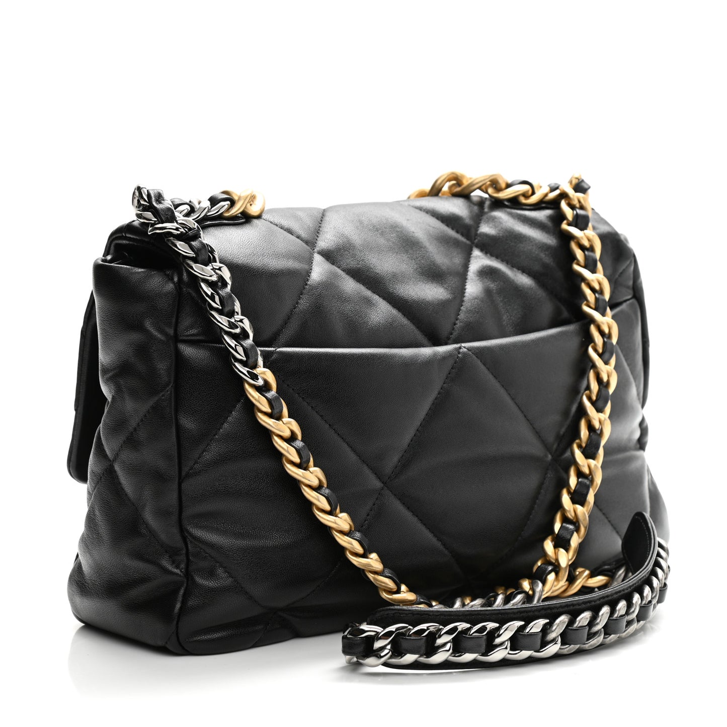Lambskin Quilted Large Chanel 19 Flap Black