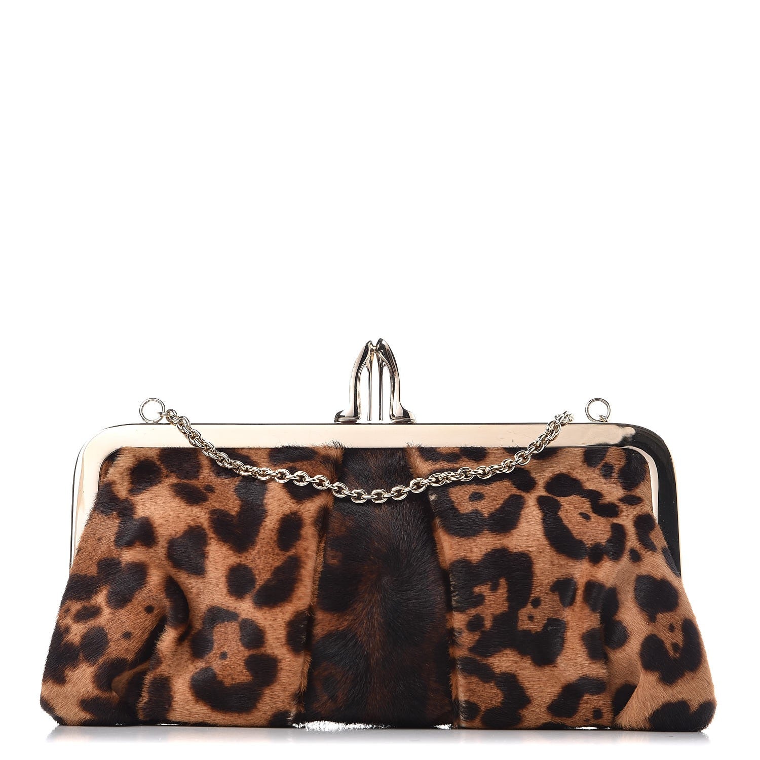 Christian Louboutin Calf Hair Leopard Print Frame Chain Clutch 1 of 8