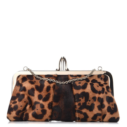 Christian Louboutin Calf Hair Leopard Print Frame Chain Clutch 1 of 8