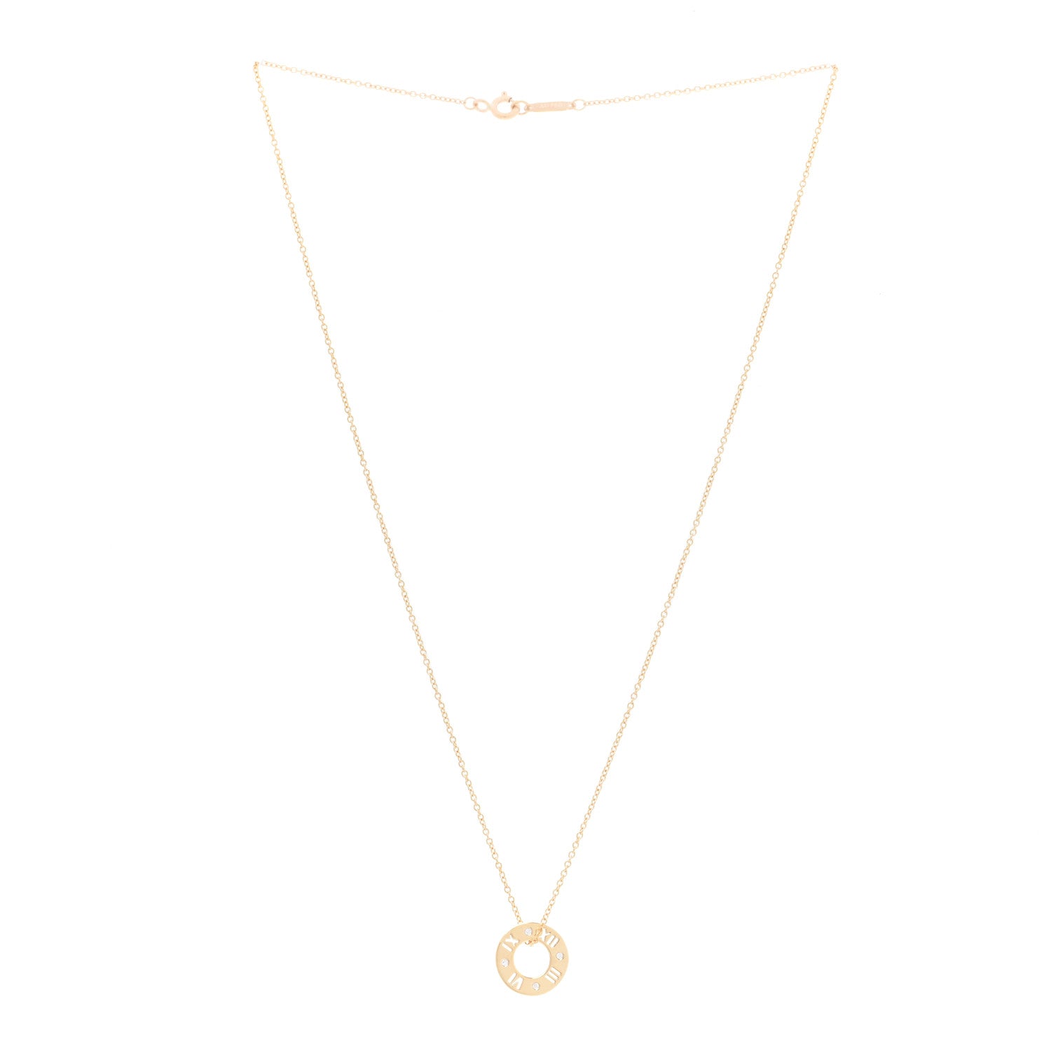 Tiffany 18K Yellow Gold Diamond Atlas Pierced Pendant Necklace 2 of 3