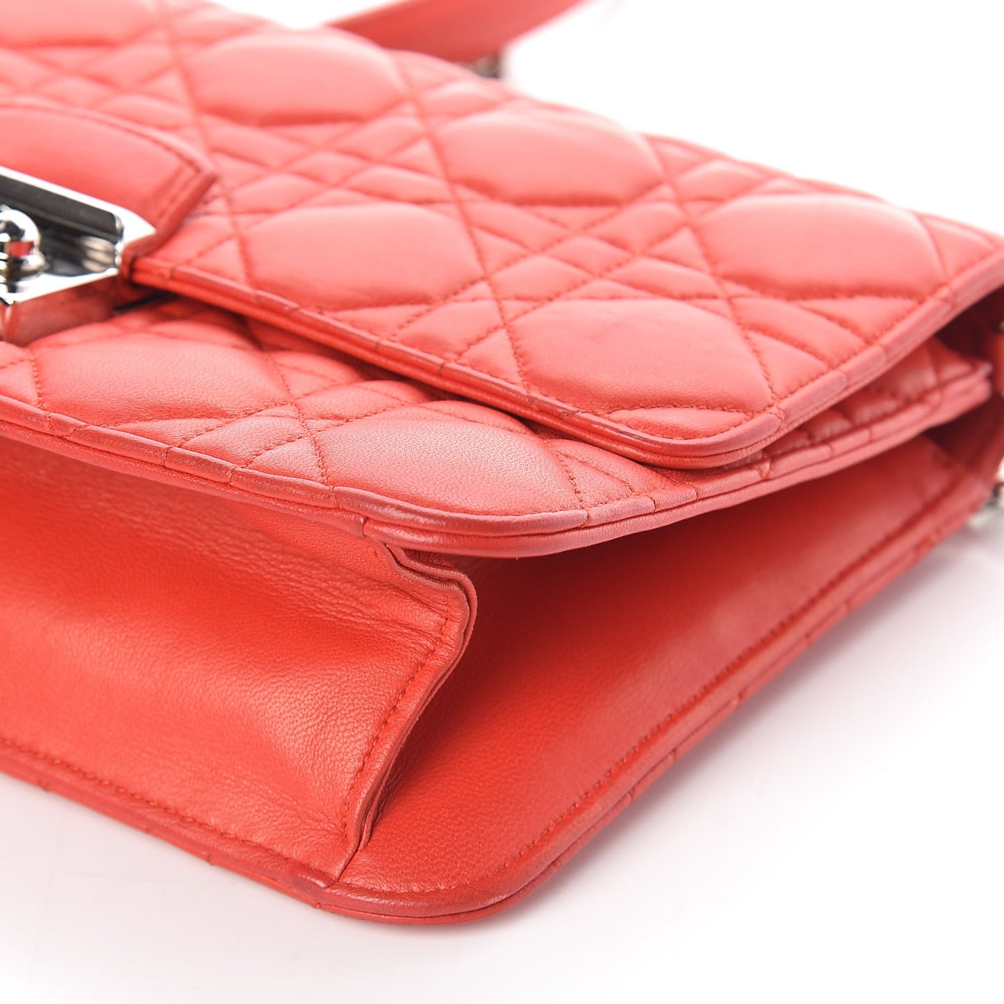 Lambskin Cannage Miss Dior Promenade Pouch Vermillion