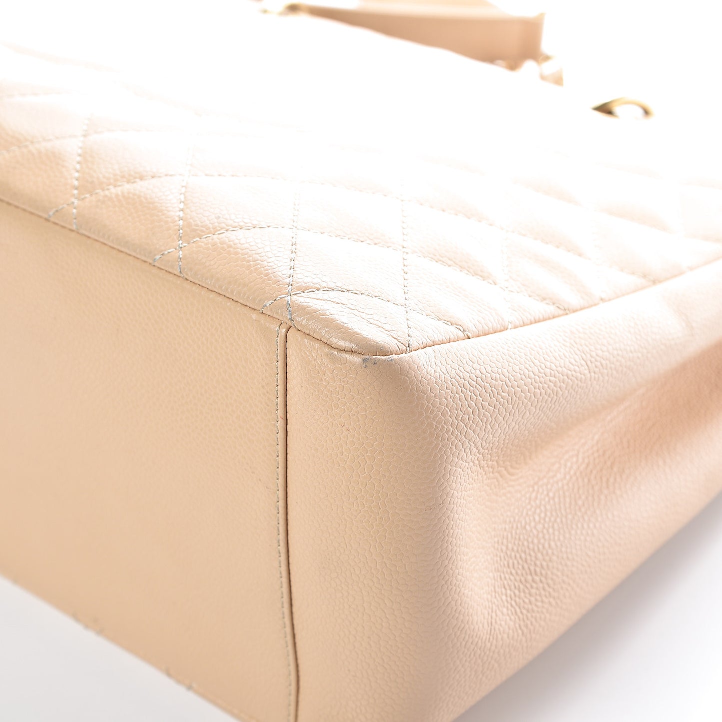 Caviar Quilted Grand Shopping Tote GST Beige Clair