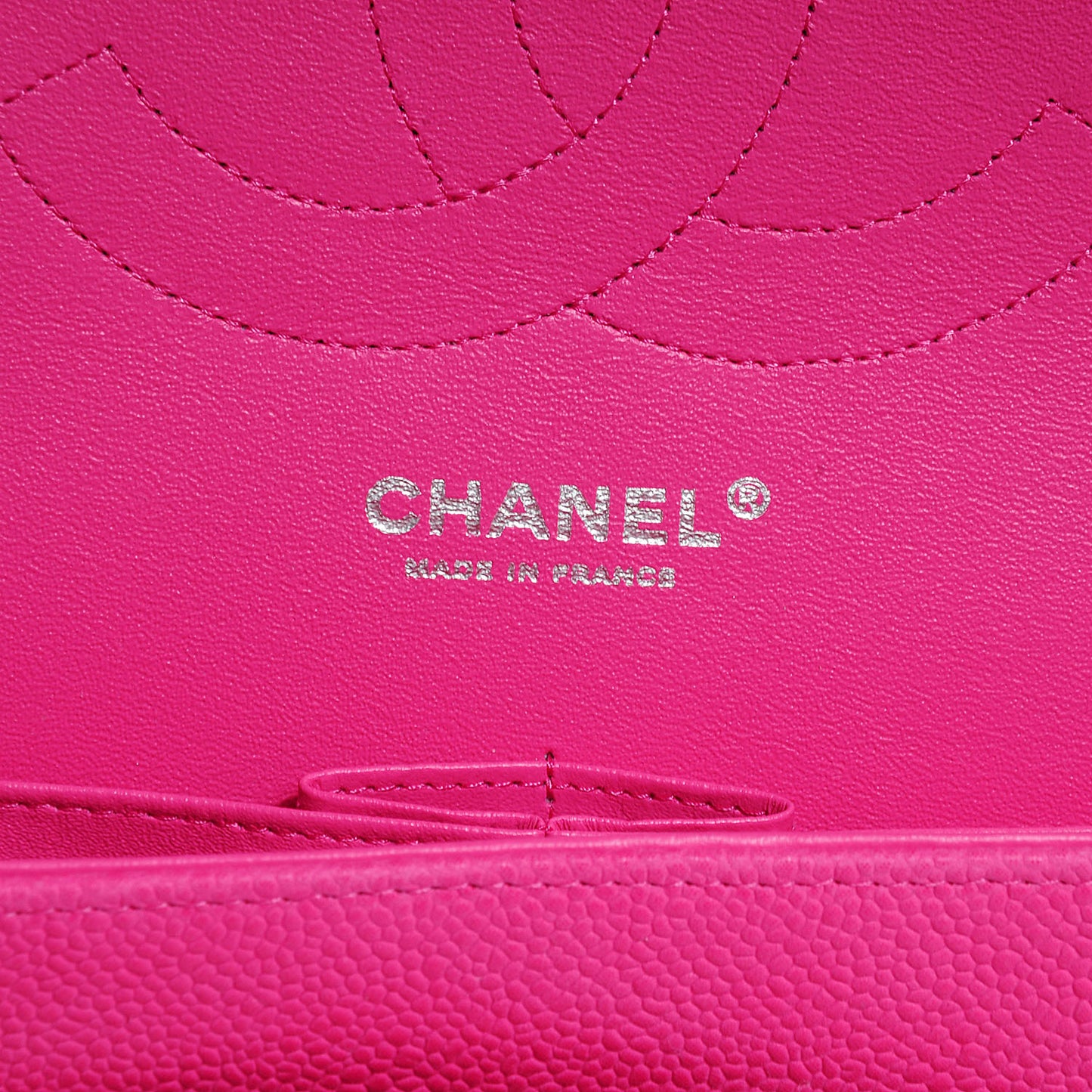 Iridescent Caviar Jumbo Double Flap Hot Pink