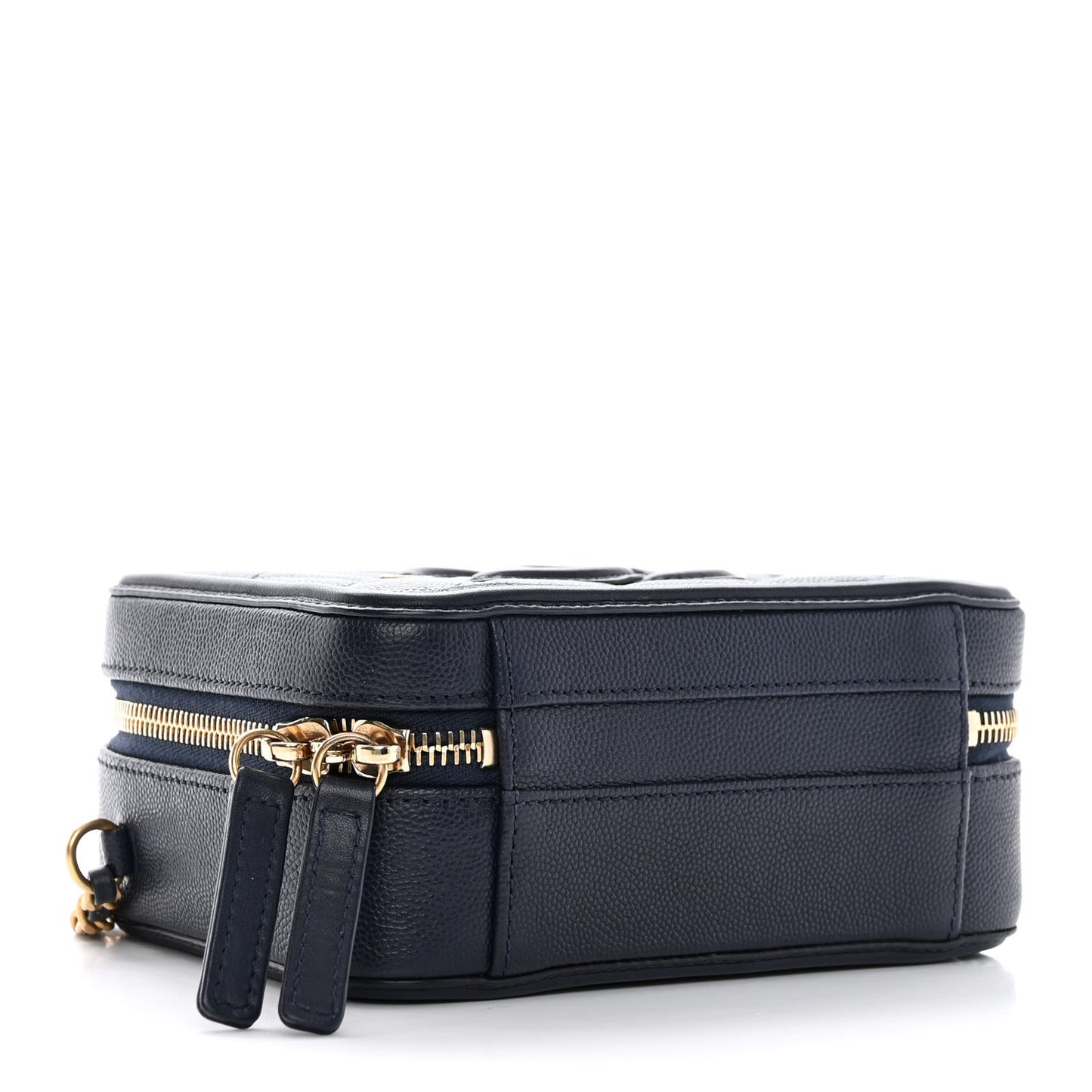 Caviar Quilted Small CC Filigree Vanity Case Navy