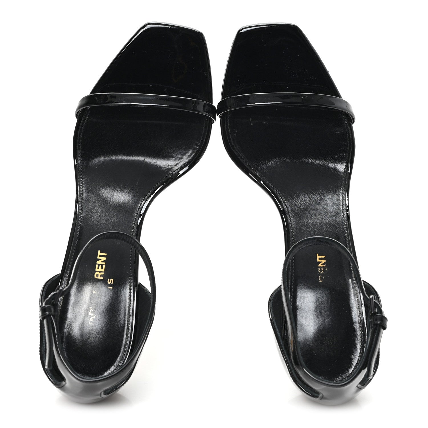 Saint Laurent Patent Calfskin Opyum 85 Sandals 37 Black Gold