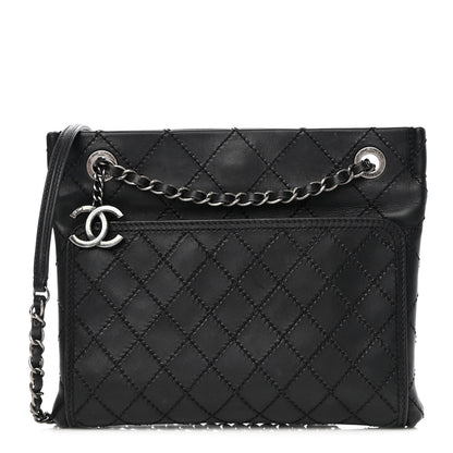 Chanel Calfskin Wild Stitch Small Shopping Tote Black 1 of 9