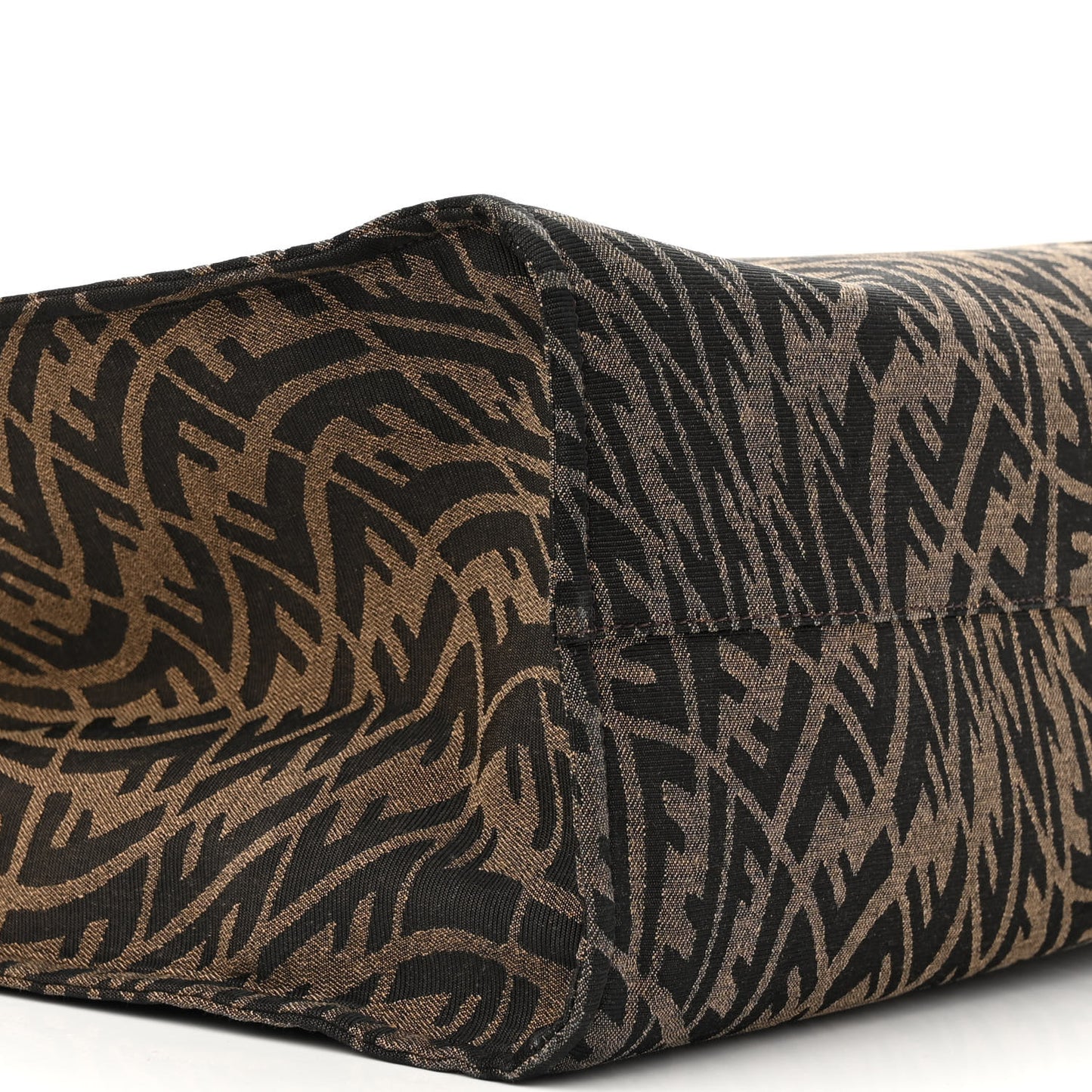 X SARAH COLEMAN Fabric Jacquard Vitello King FF Vertigo Shopping Tote Bag Tobacco Moro Black