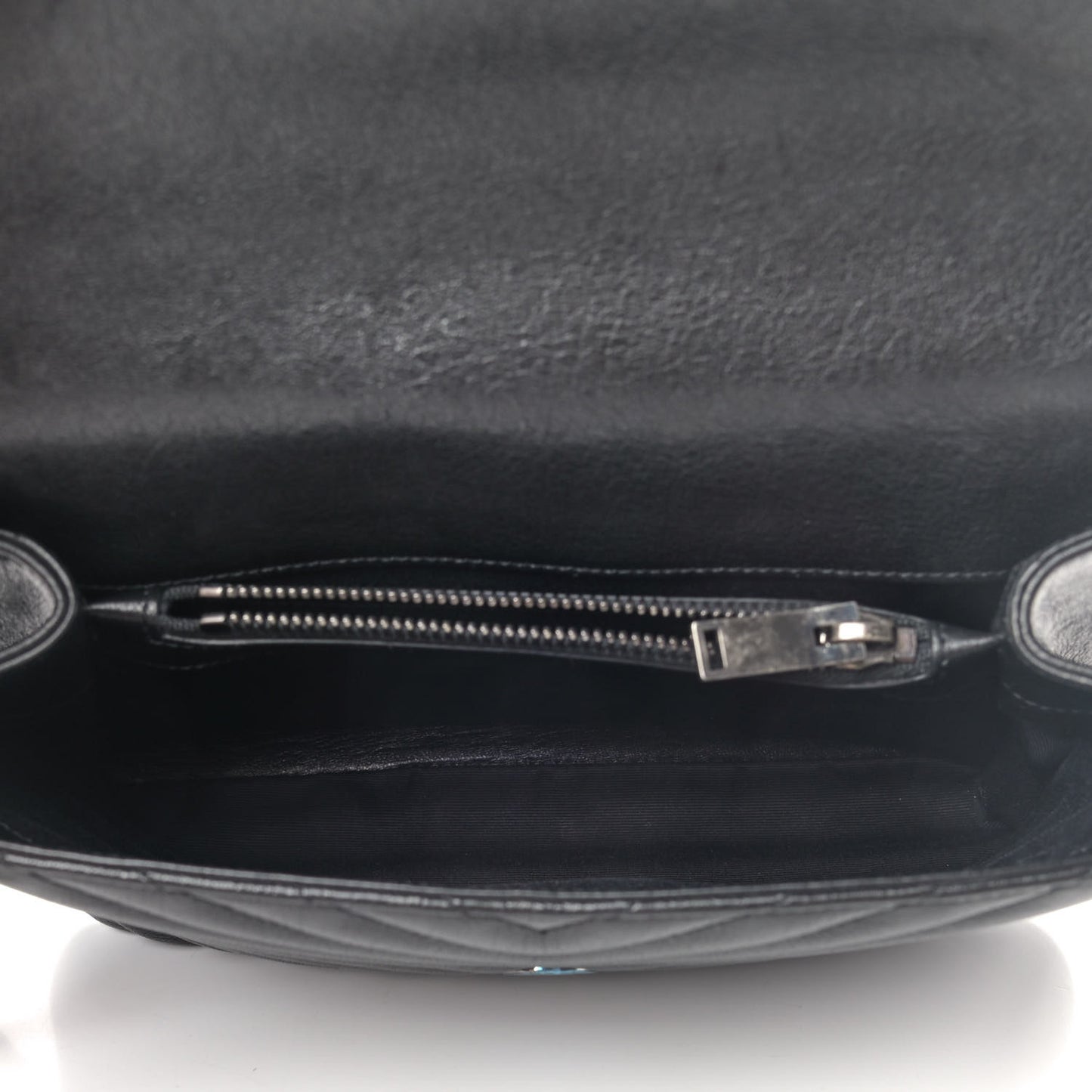 Sheepskin Matelasse Chevron Monogram Medium College Bag Black