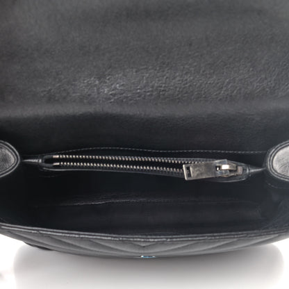 Saint Laurent Sheepskin Matelasse Chevron Monogram Medium College Bag Black 4 of 4