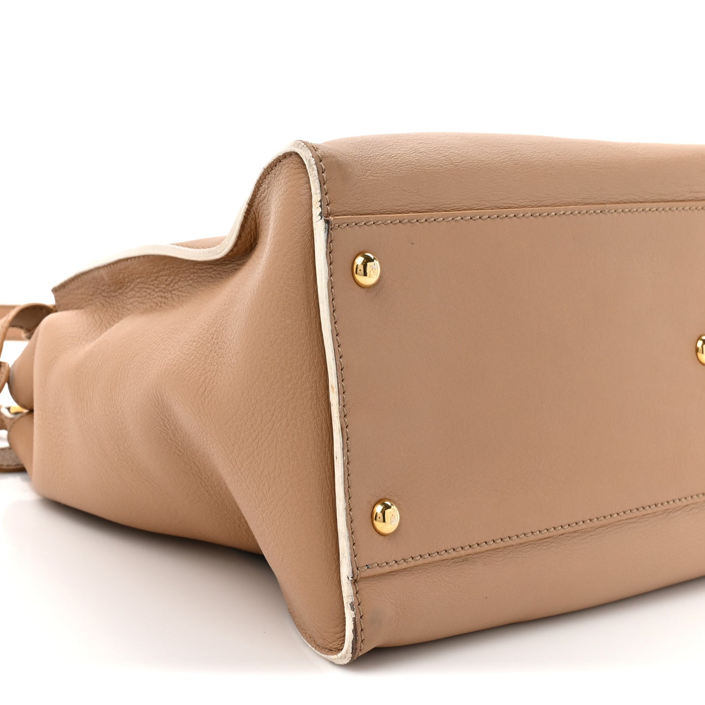 Vitello Seta Burro Large Peekaboo Iconic Satchel Cuoio Cobalto