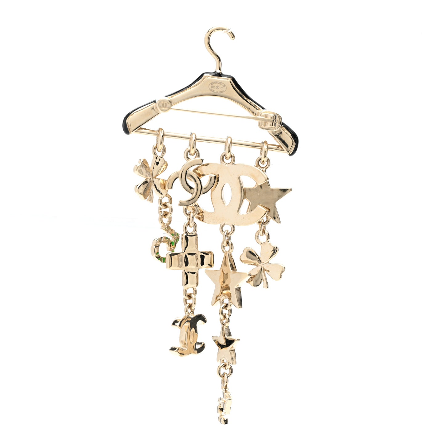Crystal Gripoix CC Charms Hanger Brooch Gold