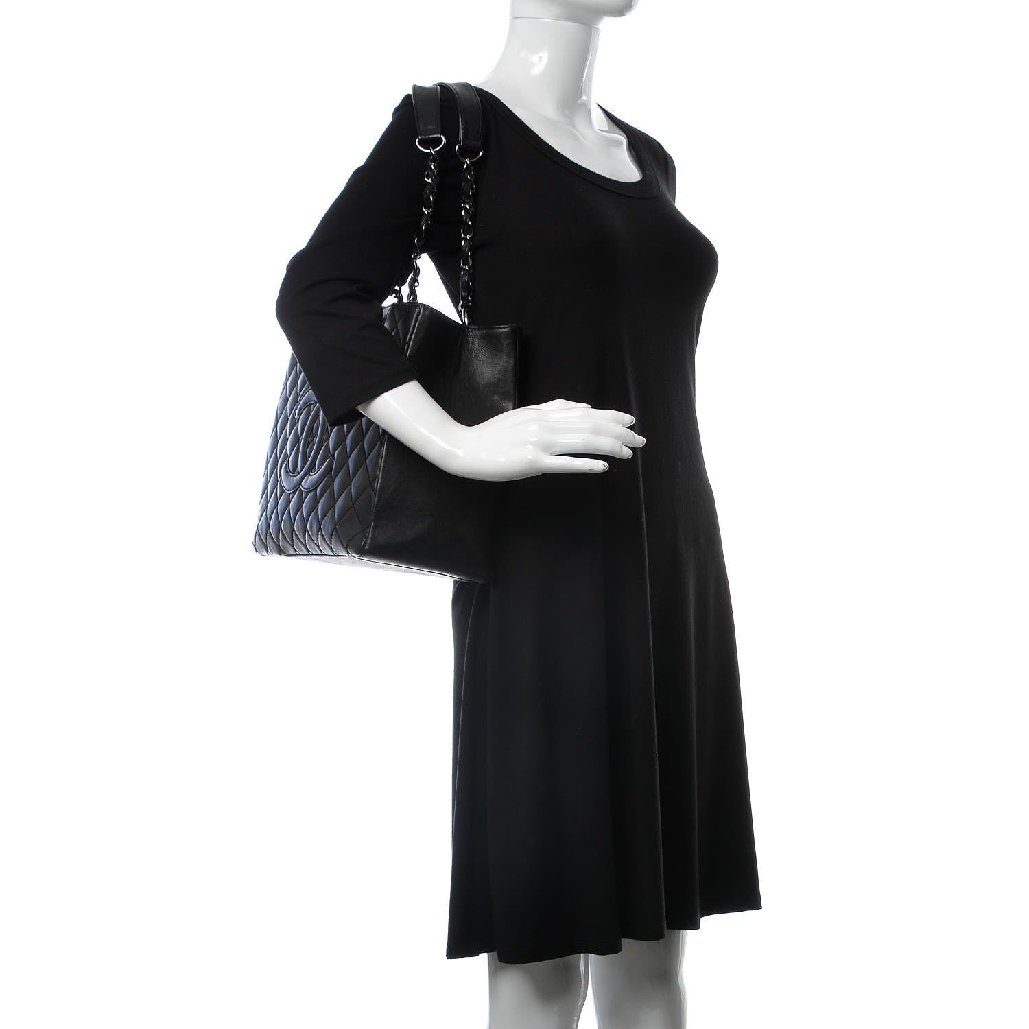 Chanel Calfskin Quilted Grand Shopping Tote GST Black 2 of 6