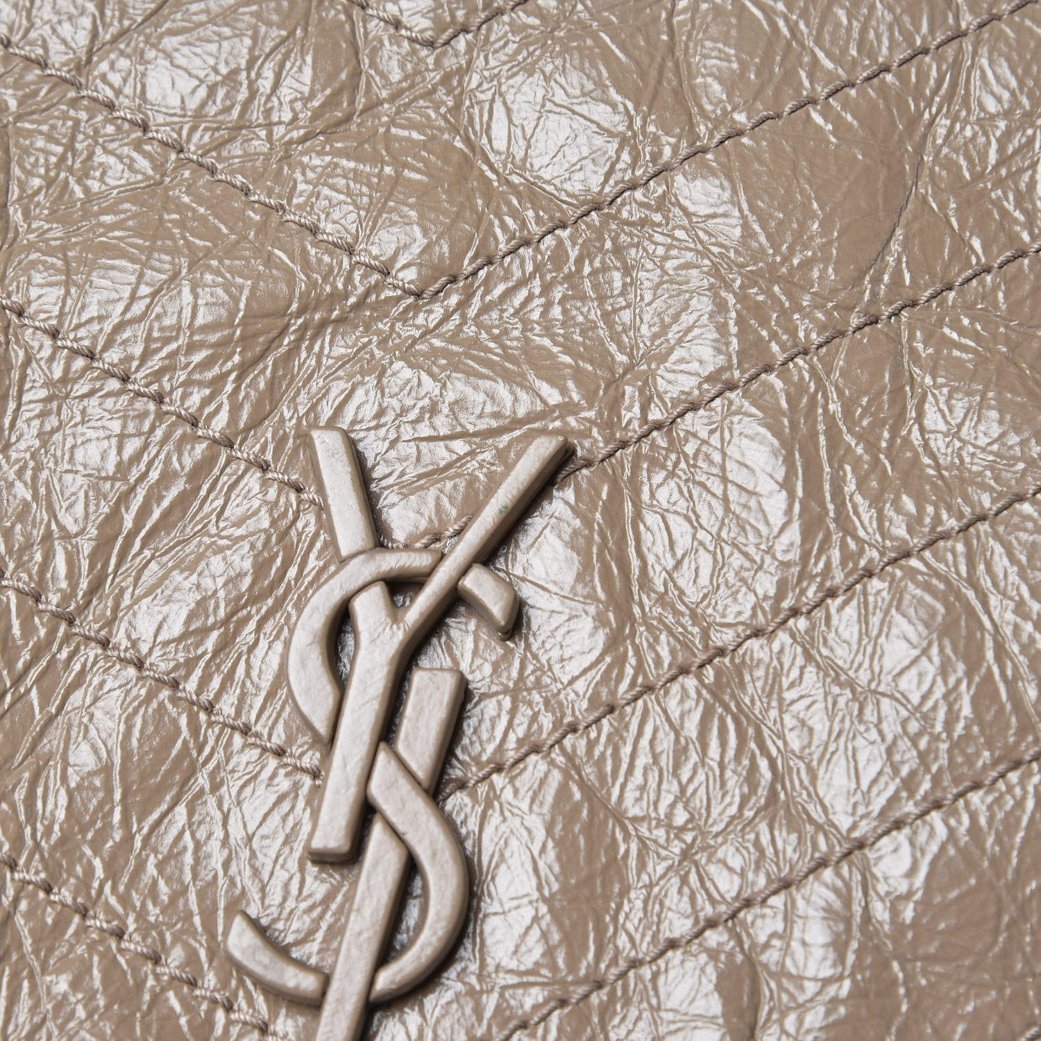 Saint Laurent Crinkled Calfskin Matelasse Monogram Medium Niki Chain Satchel Light Taupe 12 of 12