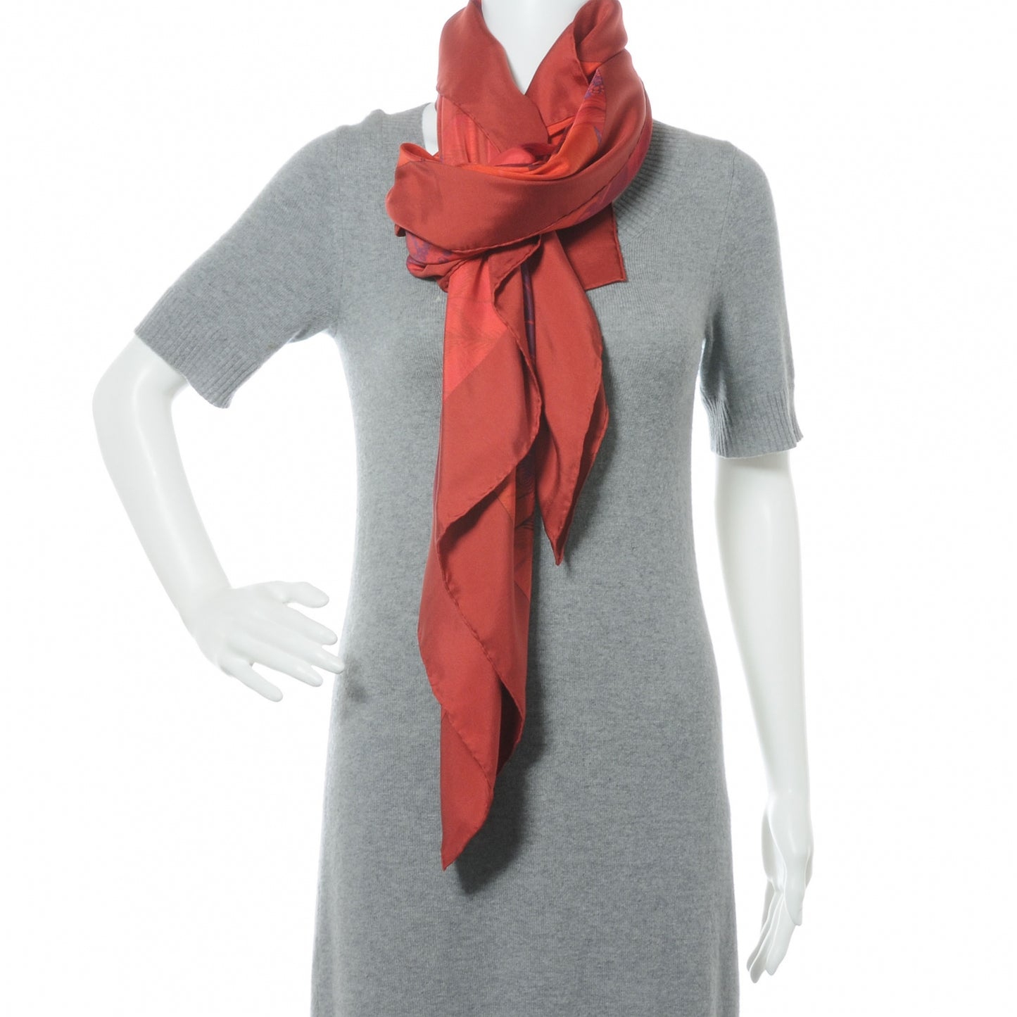 Silk Dip Dye Brazil II Shawl GM 140 Rubis Rouge Capucine