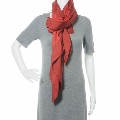 Hermes Silk Dip Dye Brazil II Shawl GM 140 Rubis Rouge Capucine 3 of 6