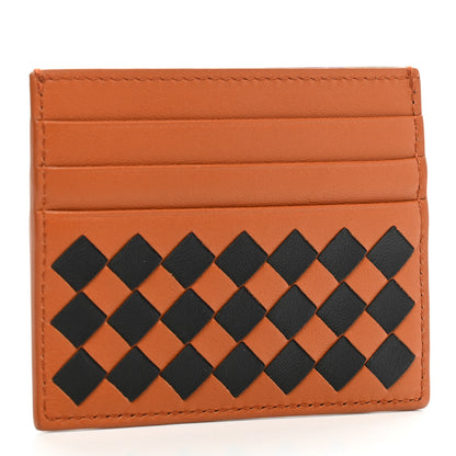 Bottega Veneta Nappa Intrecciato Woven Bi-Color Card Holder Tan Black 3 of 8