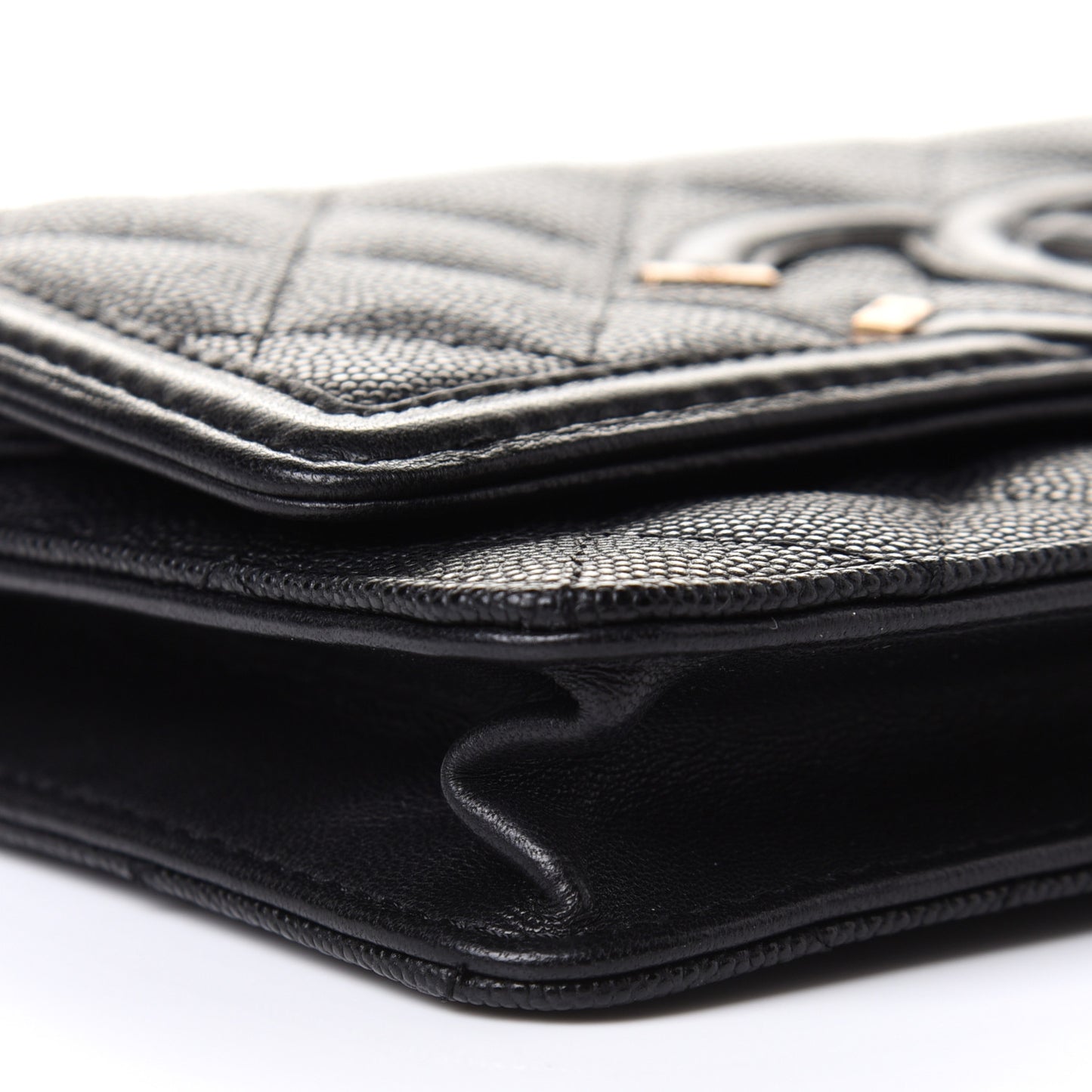 Caviar Quilted CC Filigree Wallet On Chain WOC Black