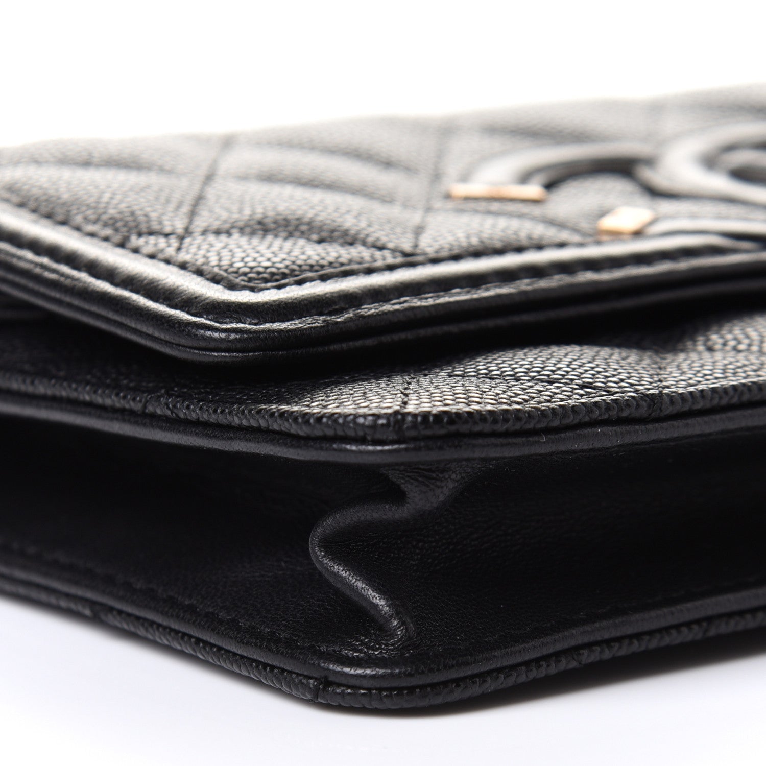 Chanel Caviar Quilted CC Filigree Wallet On Chain WOC Black 10 of 11