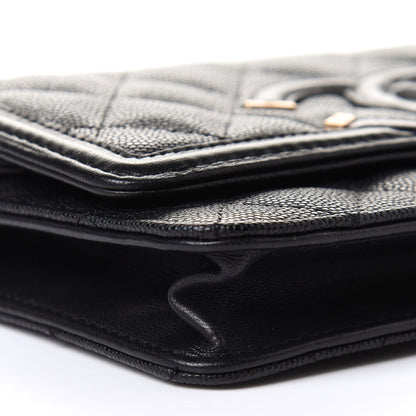 Chanel Caviar Quilted CC Filigree Wallet On Chain WOC Black 10 of 11