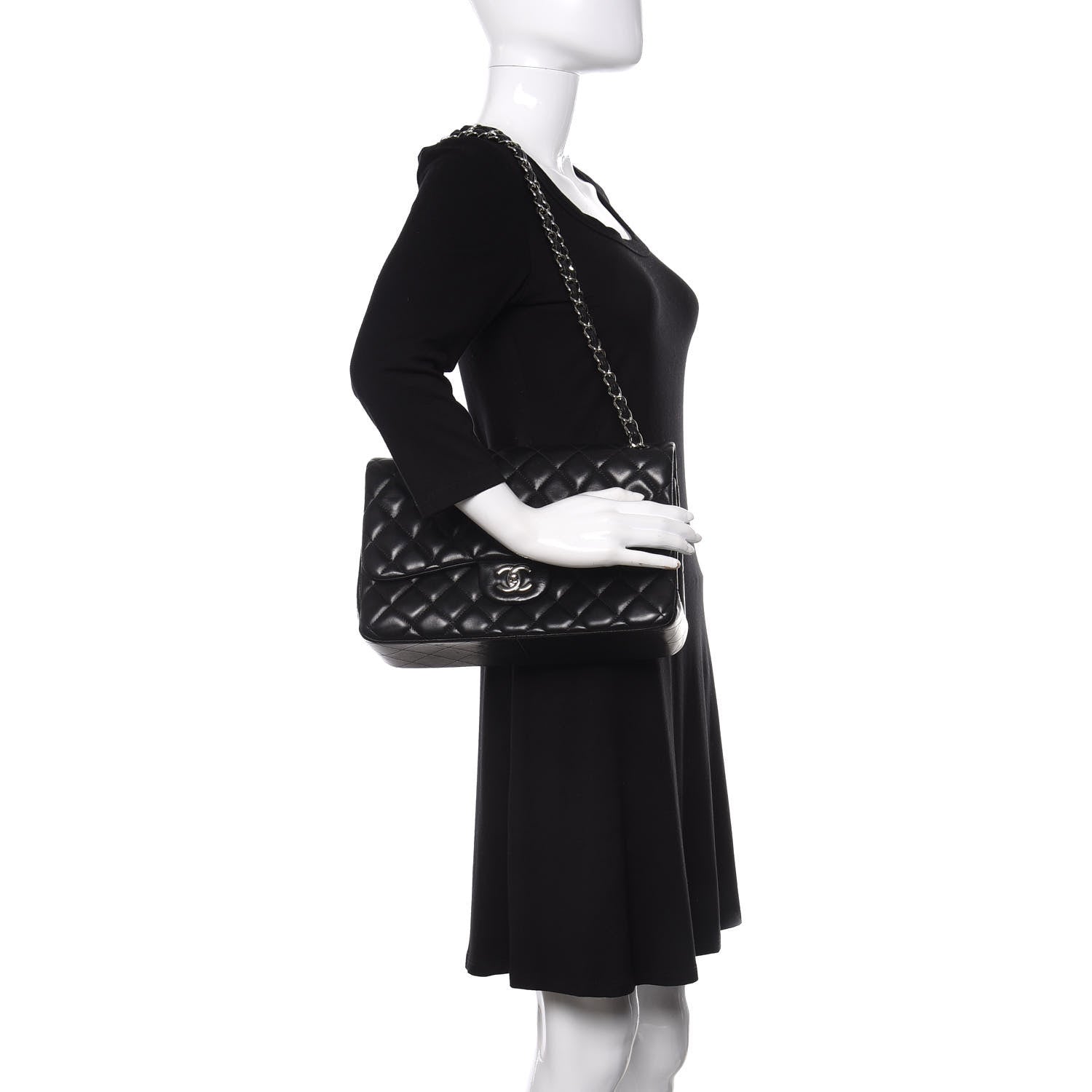 Chanel Lambskin Quilted Jumbo Double Flap Black 2 of 12