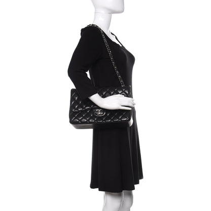 Chanel Lambskin Quilted Jumbo Double Flap Black 2 of 12