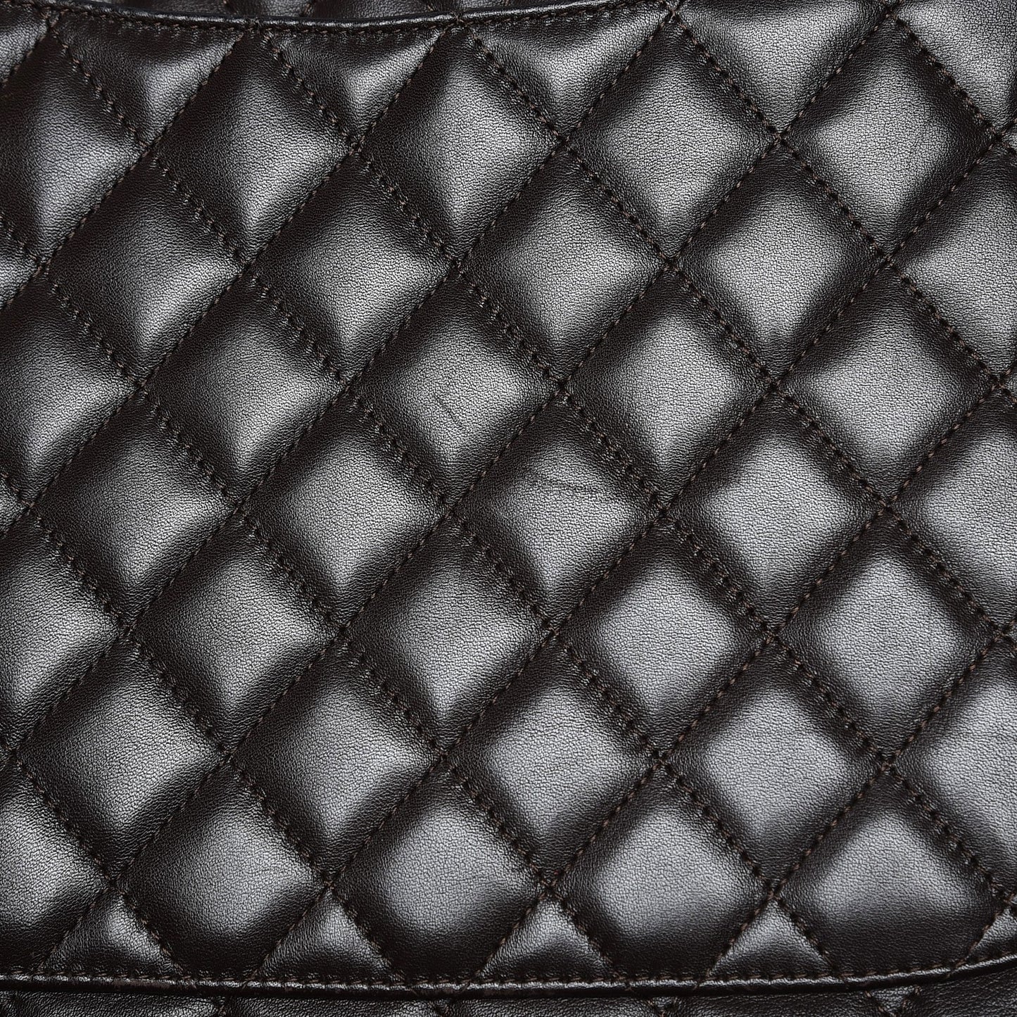 Calfskin Quilted Large Cambon Tote Brown