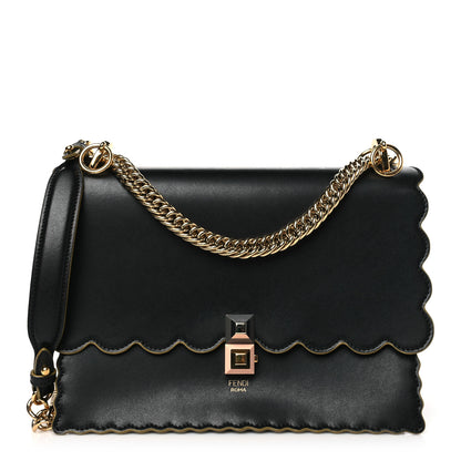 Fendi Vitello Liberty Scalloped Studded Kan I Shoulder Bag Black 1 of 11