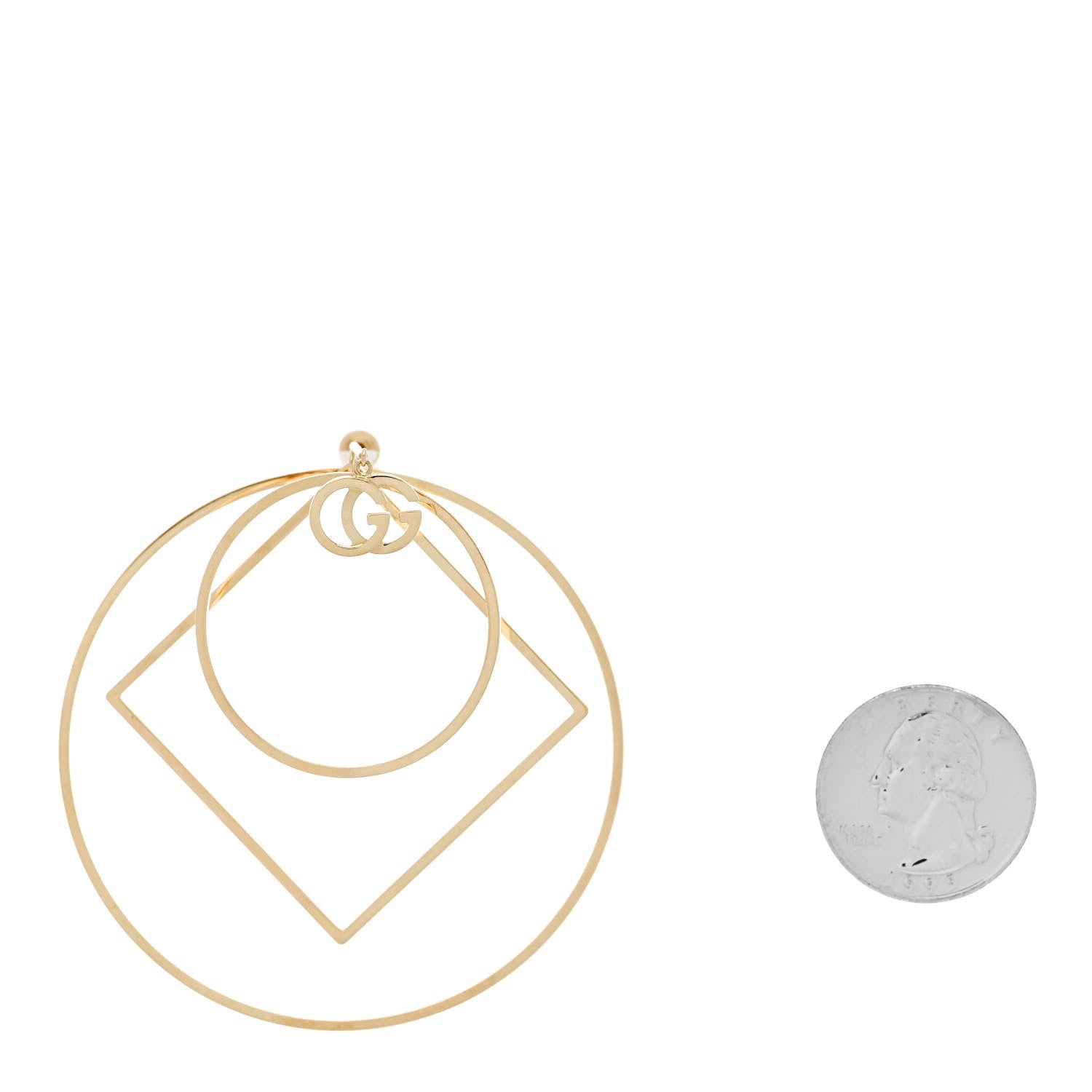 Gucci 18K Yellow Gold Running G Square Round Single Earring 2 of 7