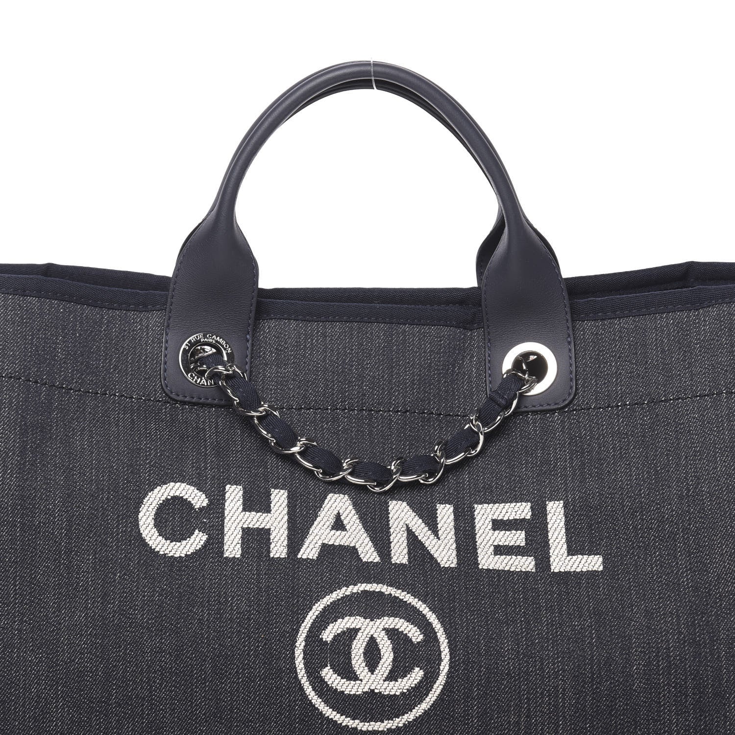 Chanel Denim Medium Deauville Tote Dark Blue 8 of 10