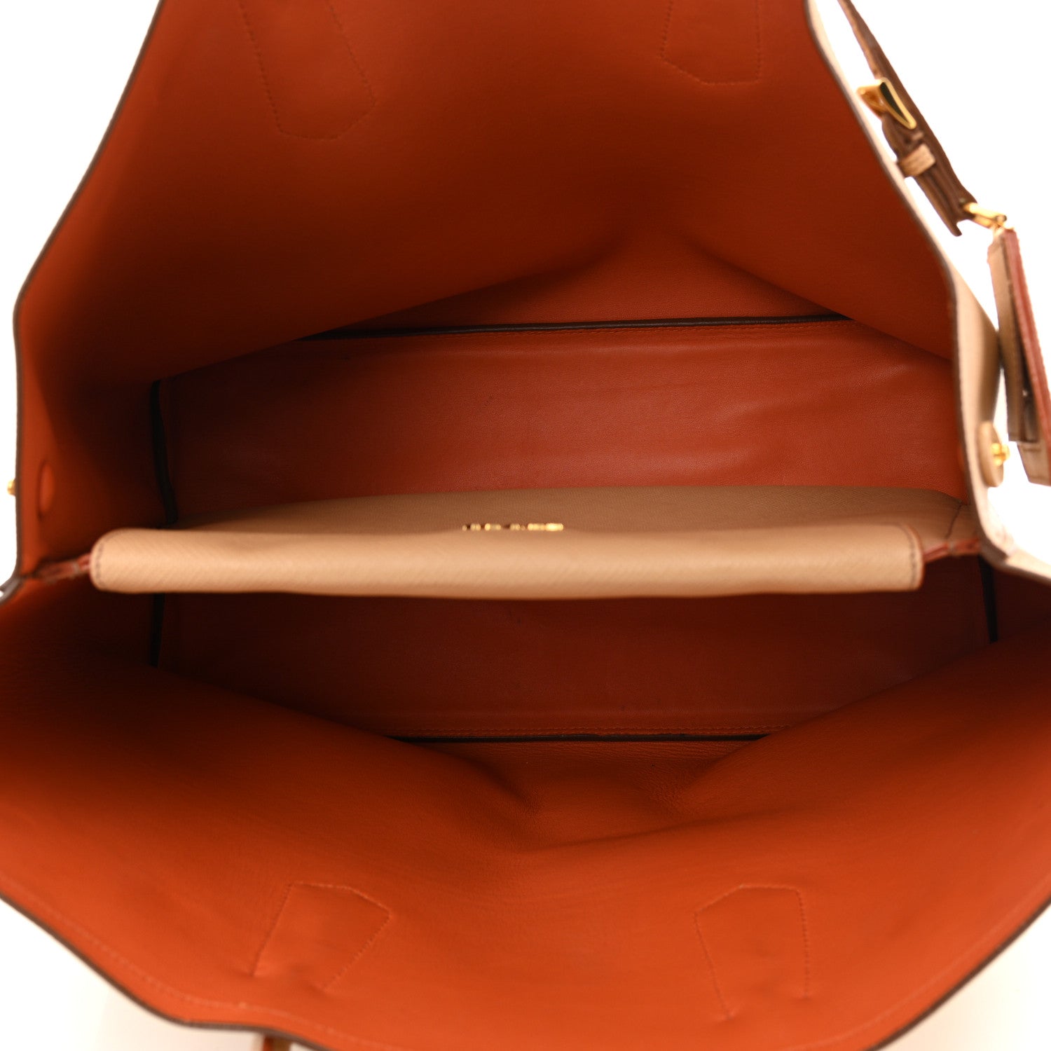 Prada Saffiano Cuir Medium Double Bag Noisette Papaya 4 of 12