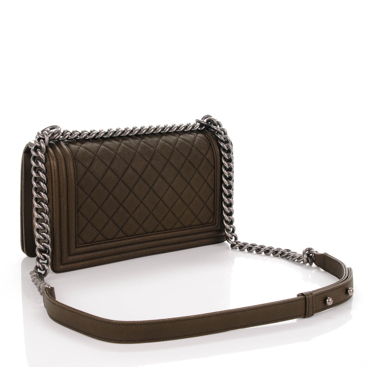 Chanel Caviar Quilted Medium Boy Flap Dark Green 3 of 7