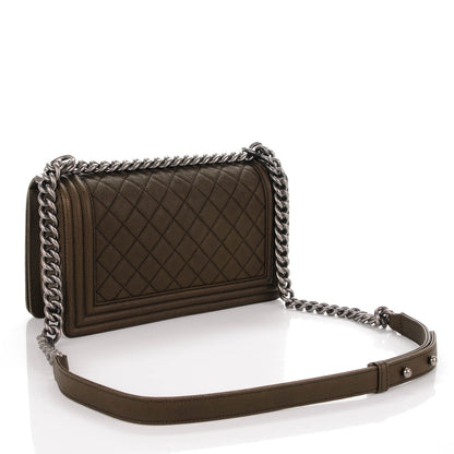 Chanel Caviar Quilted Medium Boy Flap Dark Green 3 of 7