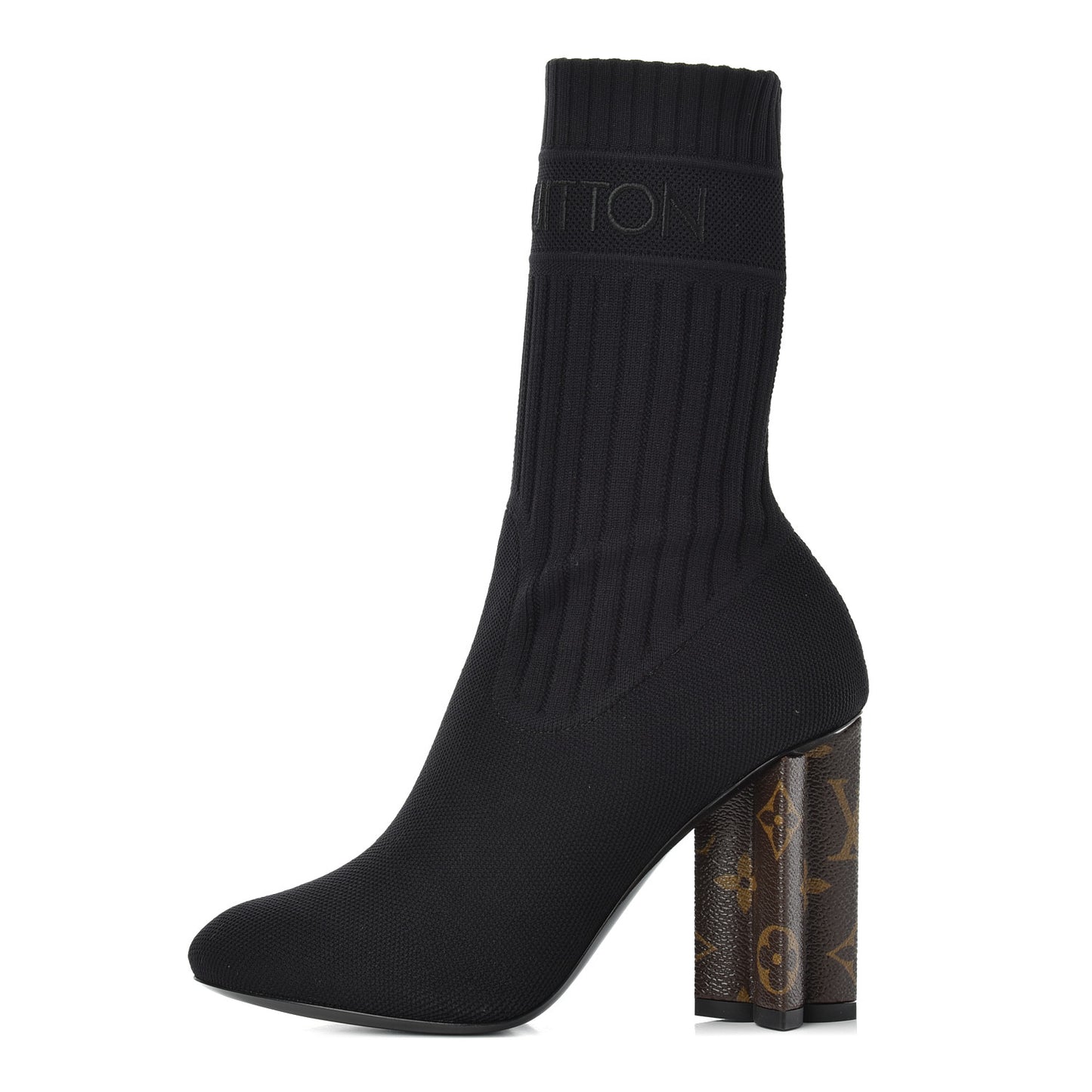 Monogram Stretch Fabric Silhouette Ankle Boots 35 Black