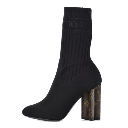 Louis Vuitton Monogram Stretch Fabric Silhouette Ankle Boots 35 Black 1 of 7