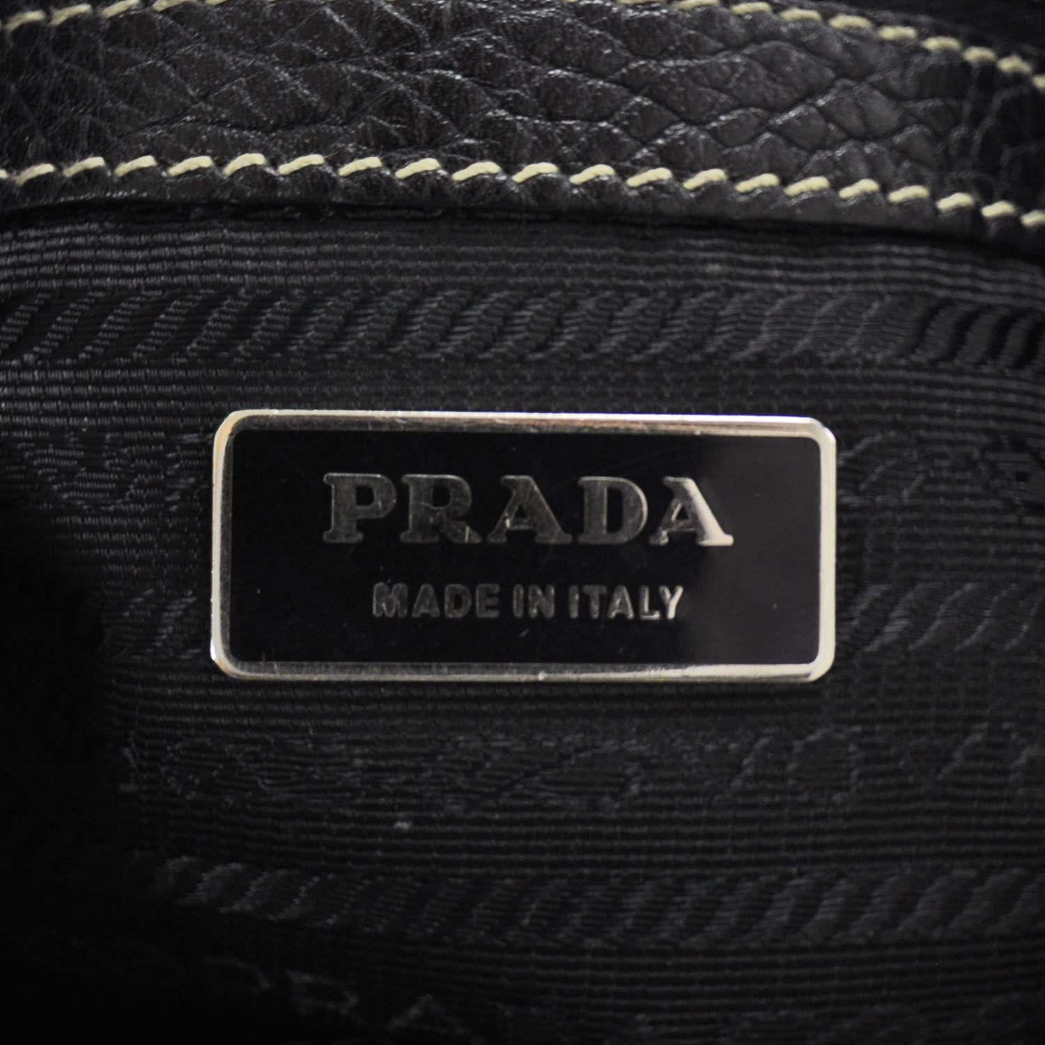 Prada Vitello Daino Foldover Pushlock Bag Black 8 of 10