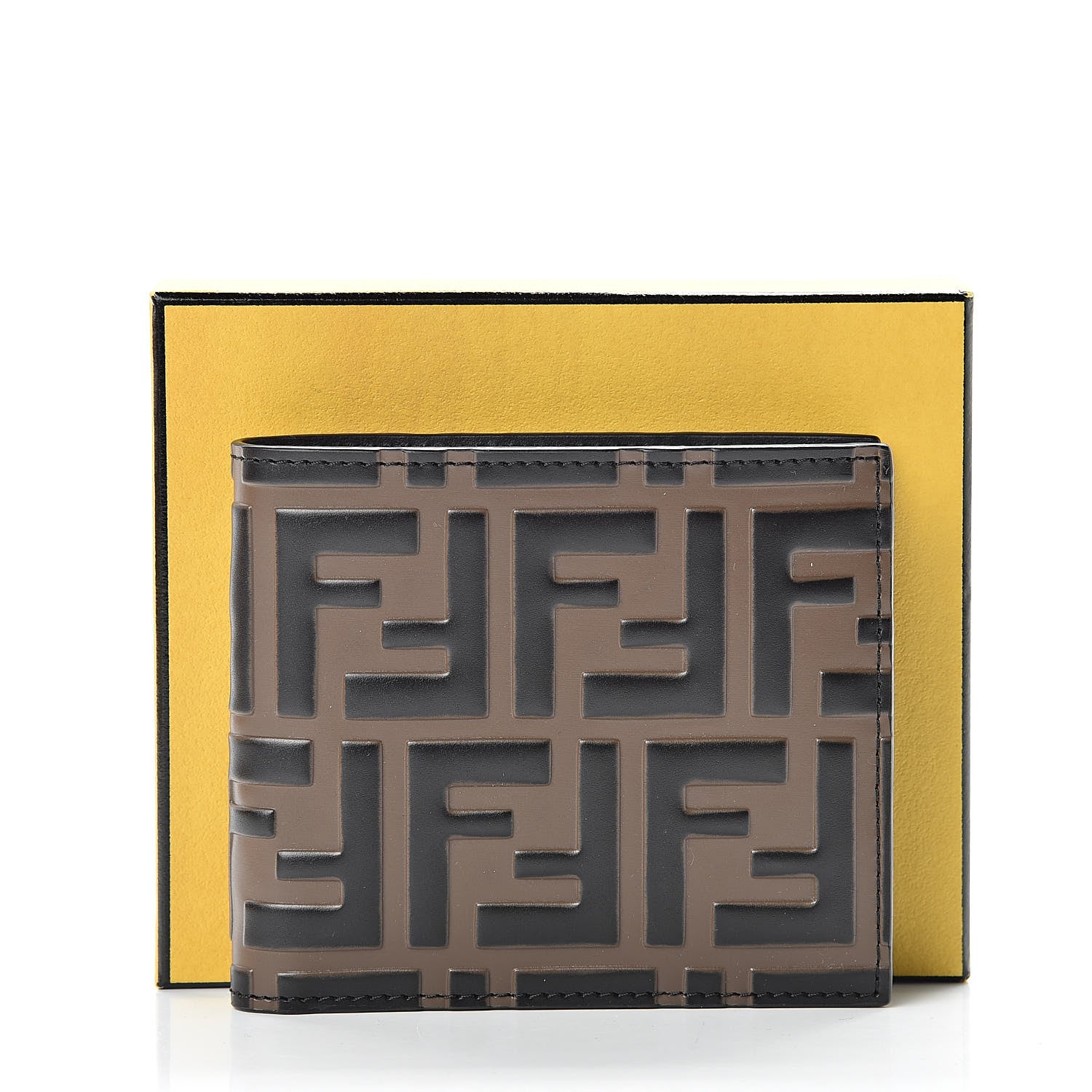 Fendi Vitello FF 1974 Embossed Bi-Fold Wallet Maya Black 8 of 8