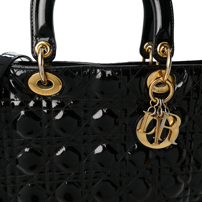 Christian Dior Patent Cannage Large Lady Dior Black 8 of 10
