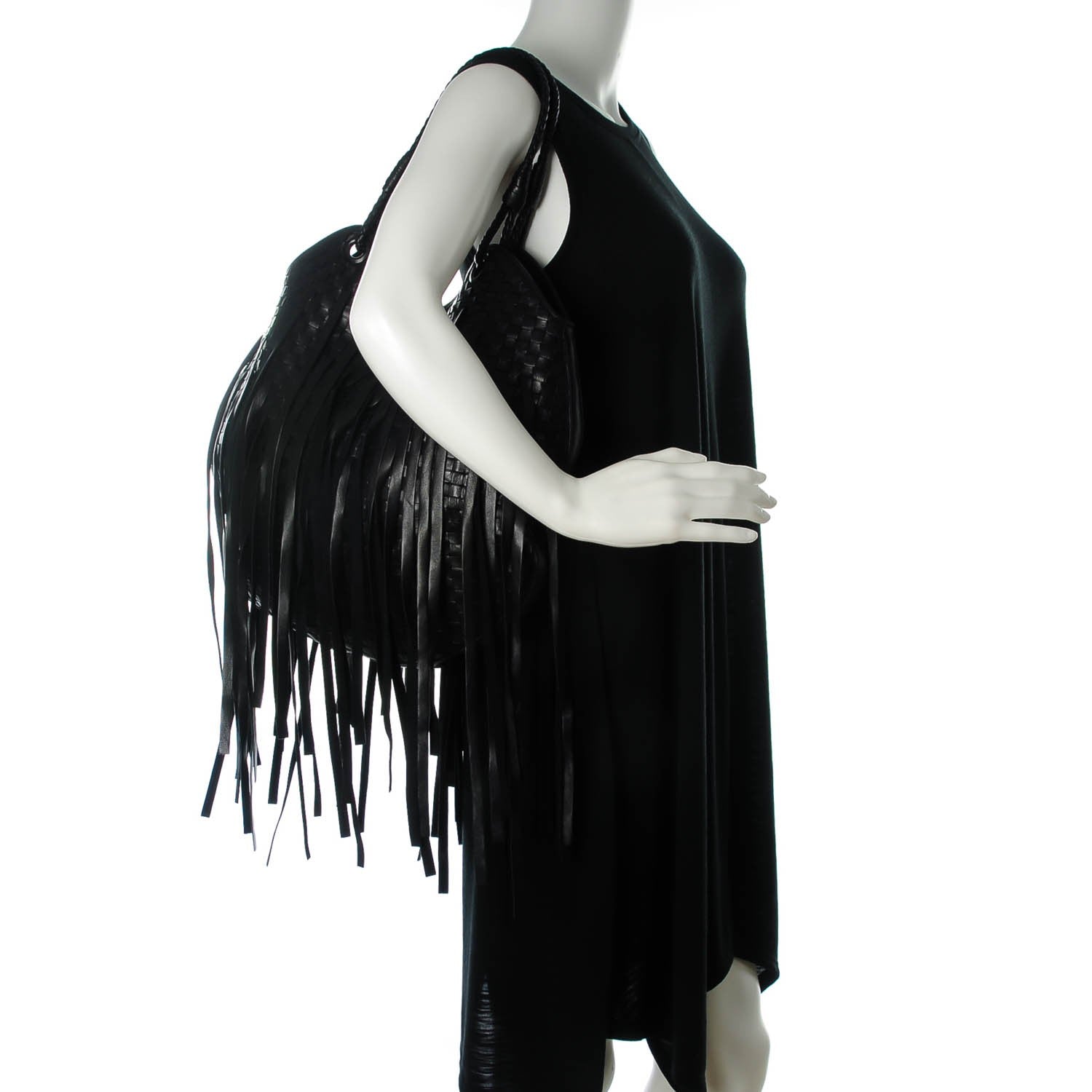 Bottega Veneta Vintage Nappa Intrecciato Fringe Hobo Nero Black 2 of 12