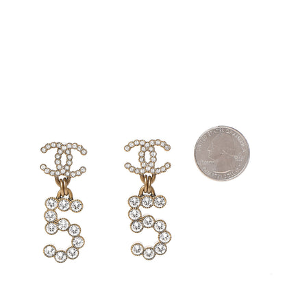 Chanel Metal Crystal City of Lights No 5 Drop Earrings Gold 2 of 5