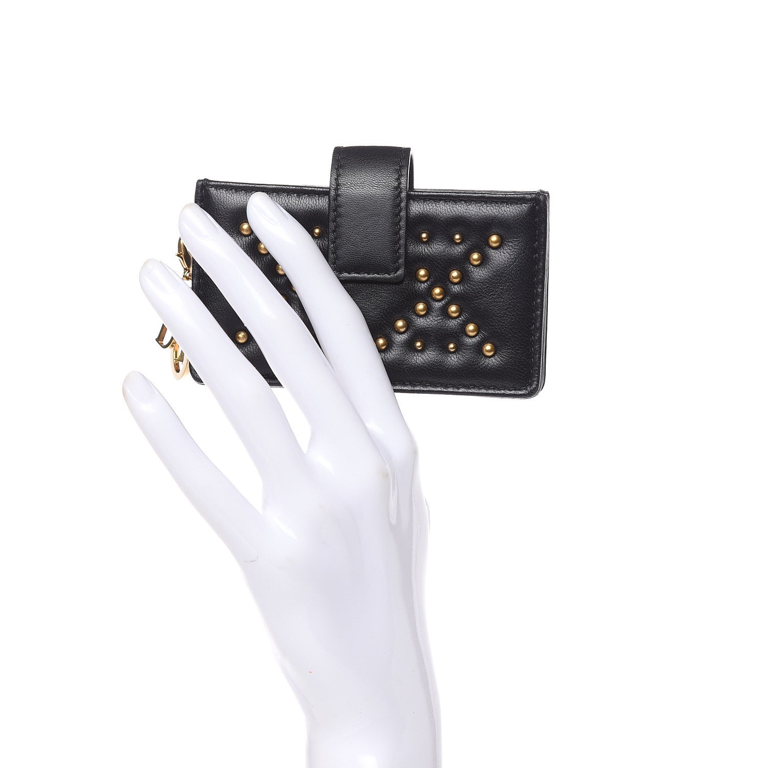 Christian Dior Lambskin Studded Cannage Lady Dior 5-Gusset Card Holder Black 2 of 7