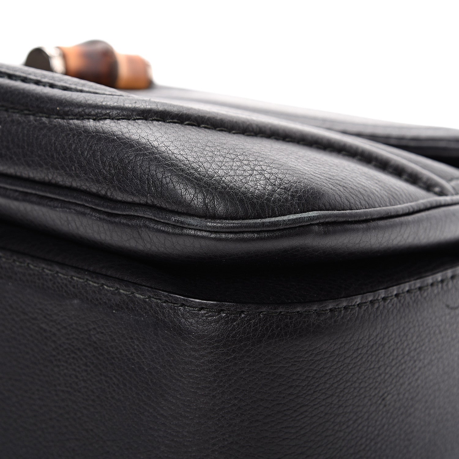Gucci Calfskin Large New Bamboo Top Handle Bag Black 13 of 16
