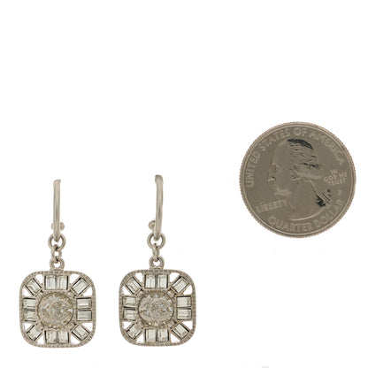 Chanel Baguette Crystal CC Drop Earrings Silver 2 of 4