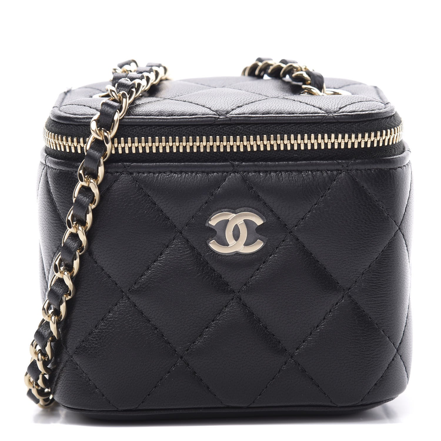 Chanel Lambskin Quilted Mini Vanity Case With Chain Black 1 of 11