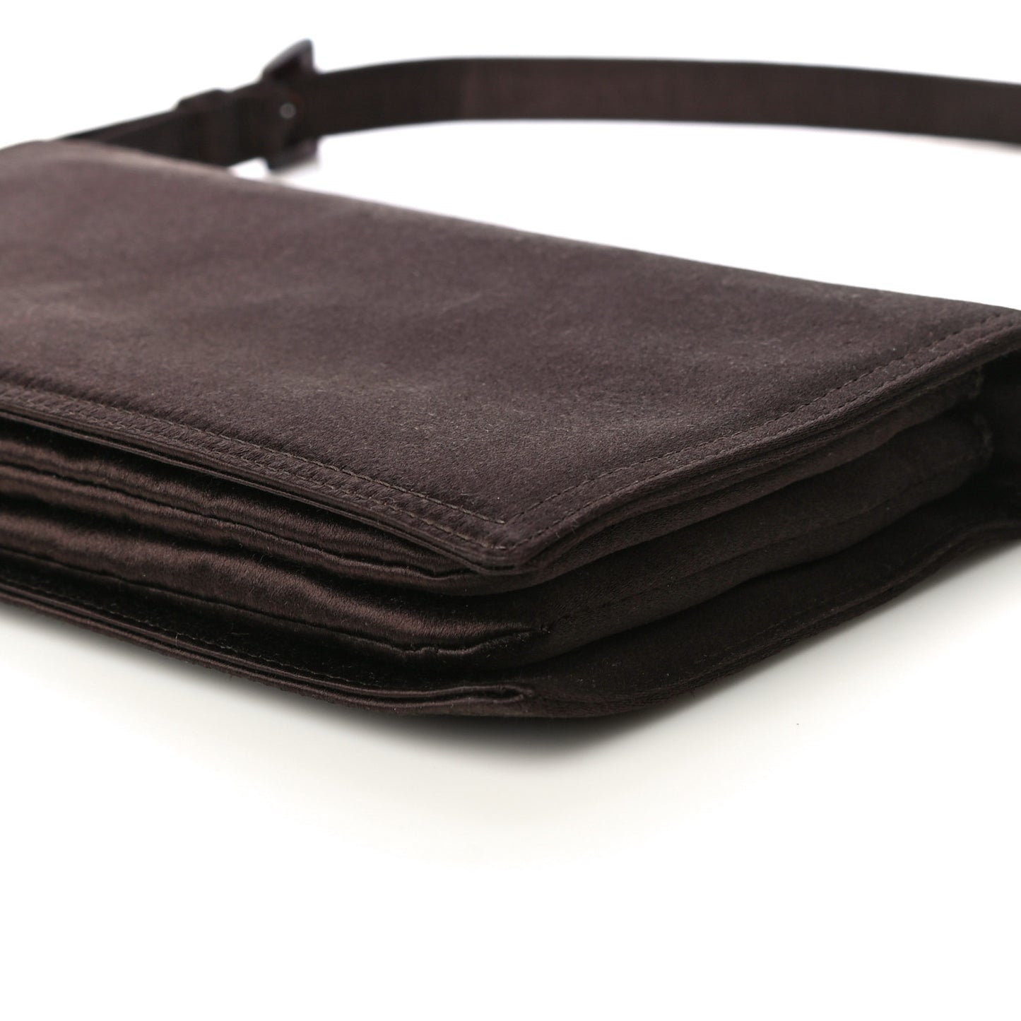Satin Flap Clutch Bag Brown