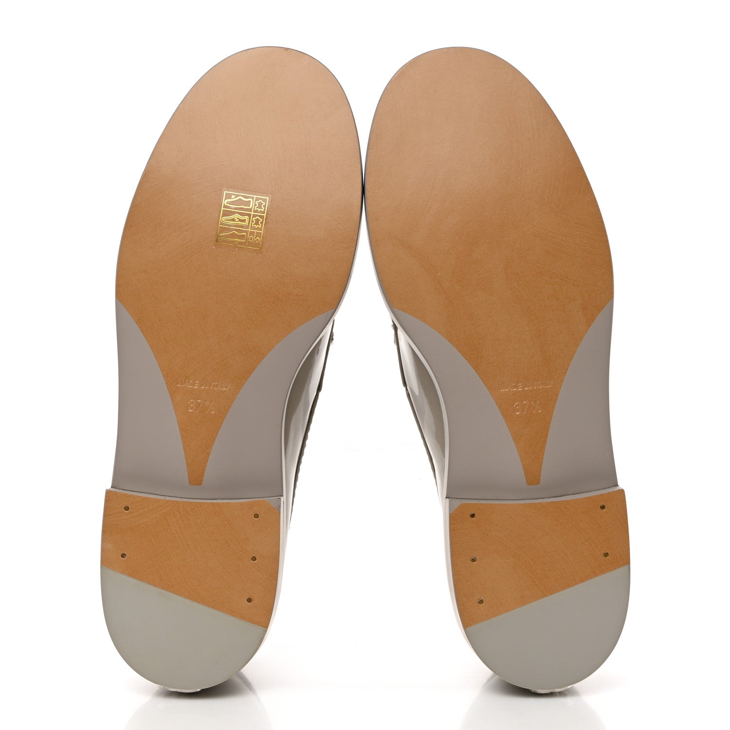 Chanel Shiny Calfskin Logo Loafers 37.5 Grey 5 of 9