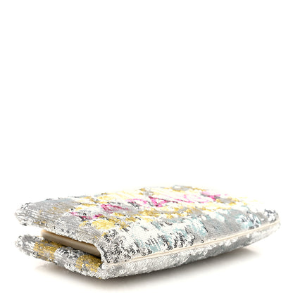 Chanel Sequin Satin Embroidered La Pausa Evening Clutch Silver Yellow Pink 4 of 7