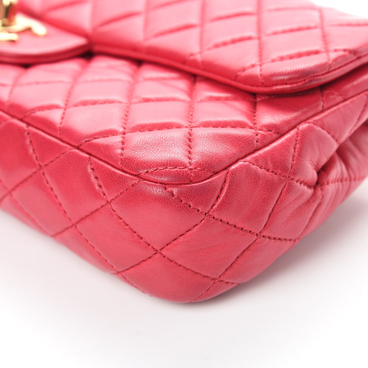 Lambskin East West Valentine Charms Flap Dark Pink