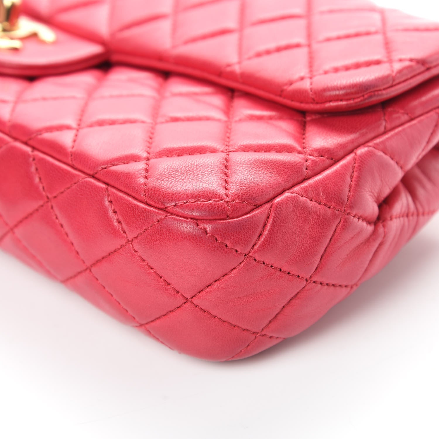 Chanel Lambskin East West Valentine Charms Flap Dark Pink 10 of 15