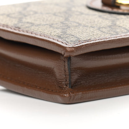 Gucci GG Supreme Monogram Azalea Calfskin Horsebit 1955 Wallet On Chain Beige Ebony Brown Sugar 10 of 13