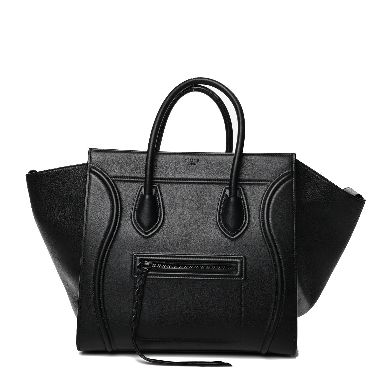 Celine Grained Calfskin Medium Phantom Luggage Black 1 of 8